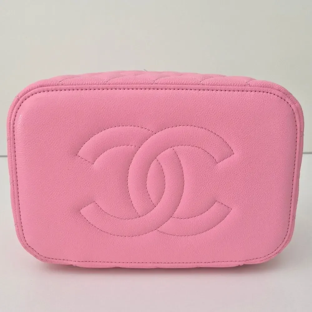 Chanel Caviar Quilted Large Vanity Bag with Mirror Pink NWT